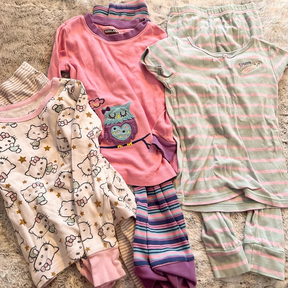 Lot of 3 Girls Pajamas Sz 5/6